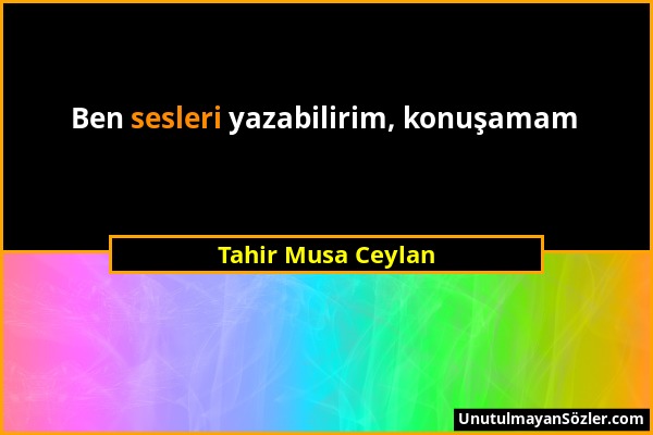 Tahir Musa Ceylan - Ben sesleri yazabilirim, konuşamam...