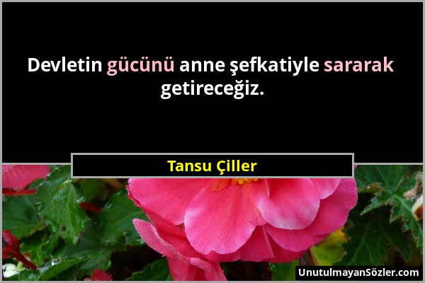 Tansu Çiller - Devletin gücünü anne şefkatiyle sararak getireceğiz....