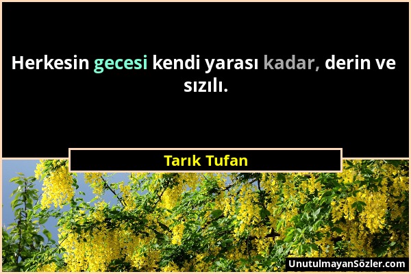 Tarık Tufan - Herkesin gecesi kendi yarası kadar, derin ve sızılı....