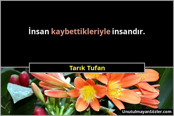 Tarık Tufan - İnsan kaybettikleriyle insandır....