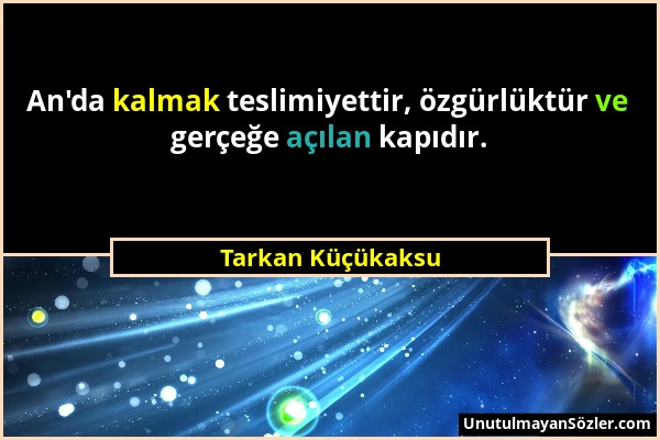 Tarkan Küçükaksu - An'da kalmak teslimiyettir, özgürlüktür ve gerçeğe açılan kapıdır....