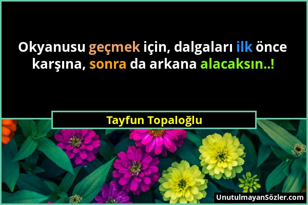 Tayfun Topaloğlu - Okyanusu geçmek için, dalgaları ilk önce karşına, sonra da arkana alacaksın..!...