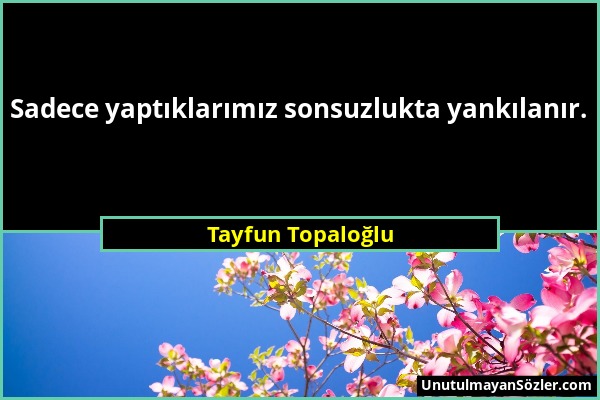 Tayfun Topaloğlu - Sadece yaptıklarımız sonsuzlukta yankılanır....