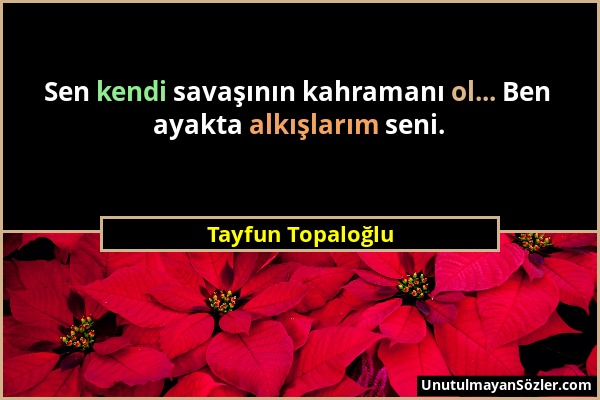 Tayfun Topaloğlu - Sen kendi savaşının kahramanı ol... Ben ayakta alkışlarım seni....