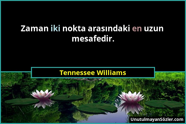 Tennessee Williams - Zaman iki nokta arasındaki en uzun mesafedir....