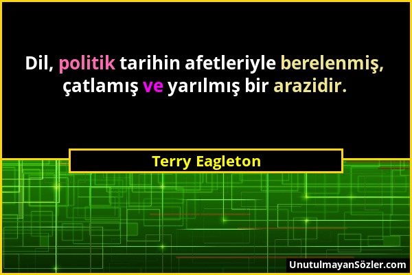 Terry Eagleton - Dil, politik tarihin afetleriyle berelenmiş, çatlamış ve yarılmış bir arazidir....