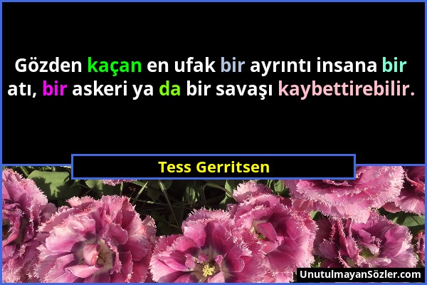 Tess Gerritsen - Gözden kaçan en ufak bir ayrıntı insana bir atı, bir askeri ya da bir savaşı kaybettirebilir....