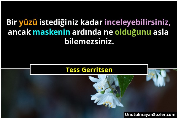 Tess Gerritsen - Bir yüzü istediğiniz kadar inceleyebilirsiniz, ancak maskenin ardında ne olduğunu asla bilemezsiniz....