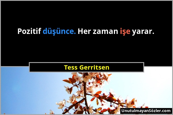 Tess Gerritsen - Pozitif düşünce. Her zaman işe yarar....