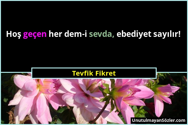 Tevfik Fikret - Hoş geçen her dem-i sevda, ebediyet sayılır!...