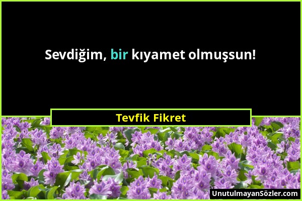 Tevfik Fikret - Sevdiğim, bir kıyamet olmuşsun!...