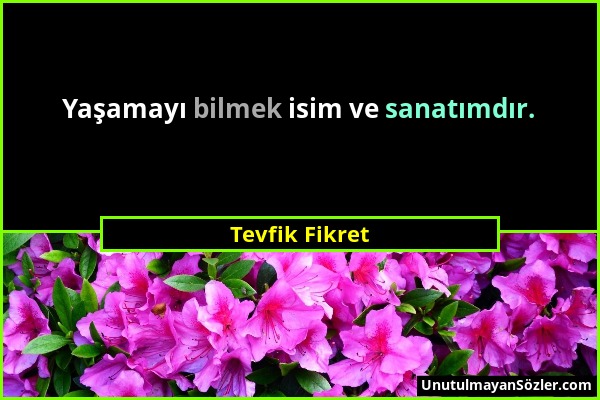 Tevfik Fikret - Yaşamayı bilmek isim ve sanatımdır....