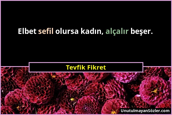 Tevfik Fikret - Elbet sefil olursa kadın, alçalır beşer....