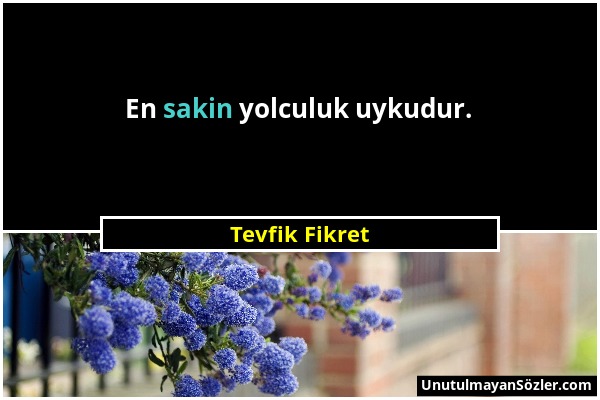 Tevfik Fikret - En sakin yolculuk uykudur....