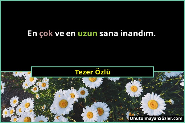 Tezer Özlü - En çok ve en uzun sana inandım....