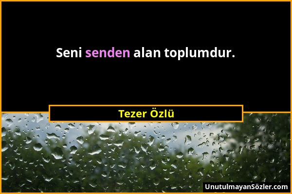 Tezer Özlü - Seni senden alan toplumdur....