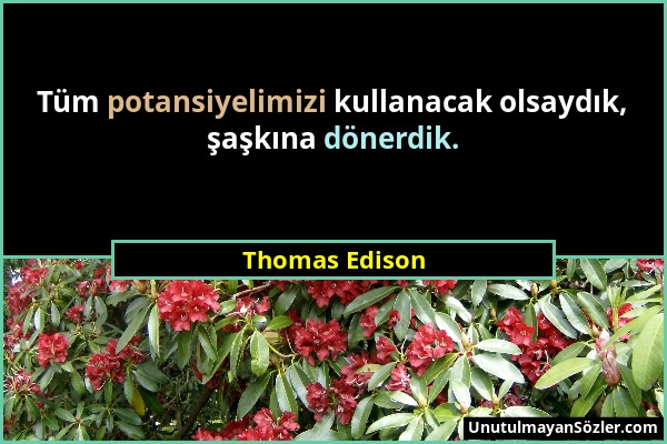 Thomas Edison - Tüm potansiyelimizi kullanacak olsaydık, şaşkına dönerdik....