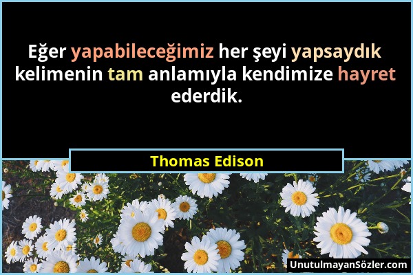 Thomas Edison - Eğer yapabileceğimiz her şeyi yapsaydık kelimenin tam anlamıyla kendimize hayret ederdik....