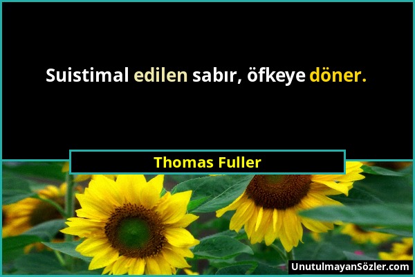 Thomas Fuller - Suistimal edilen sabır, öfkeye döner....