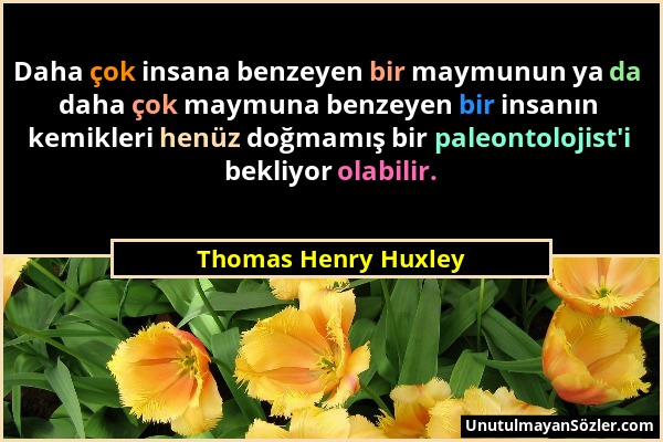 Thomas Henry Huxley - Daha çok insana benzeyen bir maymunun ya da daha çok maymuna benzeyen bir insanın kemikleri henüz doğmamış bir paleontolojist'i...