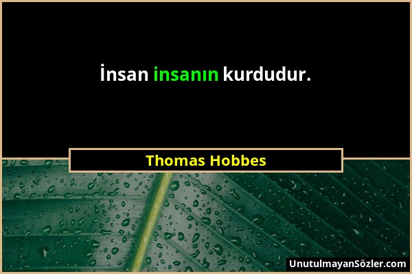Thomas Hobbes - İnsan insanın kurdudur....