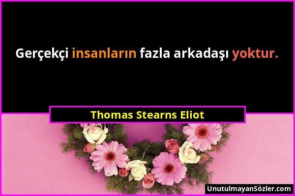 Thomas Stearns Eliot - Gerçekçi insanların fazla arkadaşı yoktur....