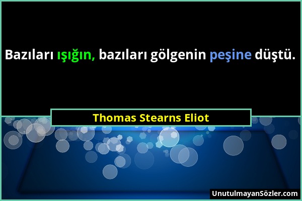 Thomas Stearns Eliot - Bazıları ışığın, bazıları gölgenin peşine düştü....
