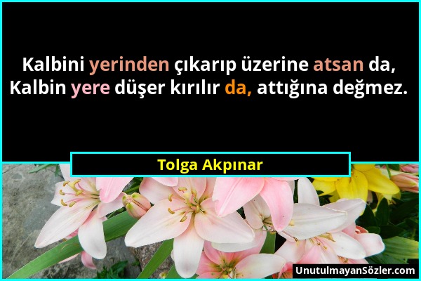 Tolga Akpınar - Kalbini yerinden çıkarıp üzerine atsan da, Kalbin yere düşer kırılır da, attığına değmez....