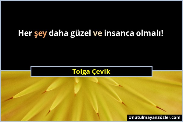 Tolga Çevik - Her şey daha güzel ve insanca olmalı!...