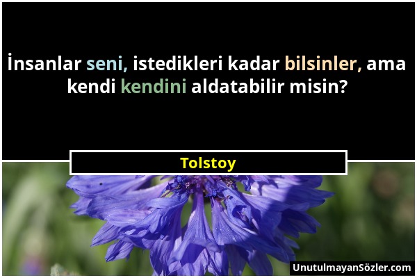Tolstoy - İnsanlar seni, istedikleri kadar bilsinler, ama kendi kendini aldatabilir misin?...