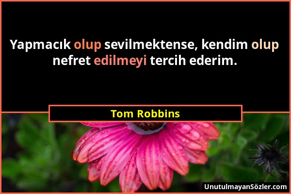 Tom Robbins - Yapmacık olup sevilmektense, kendim olup nefret edilmeyi tercih ederim....