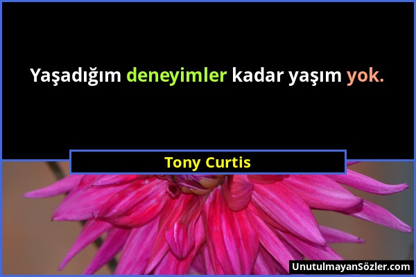 Tony Curtis - Yaşadığım deneyimler kadar yaşım yok....