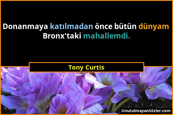 Tony Curtis - Donanmaya katılmadan önce bütün dünyam Bronx'taki mahallemdi....