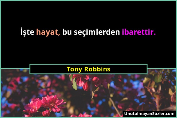 Tony Robbins - İşte hayat, bu seçimlerden ibarettir....