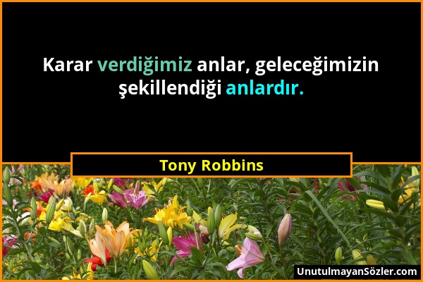 Tony Robbins - Karar verdiğimiz anlar, geleceğimizin şekillendiği anlardır....