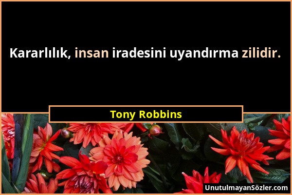 Tony Robbins - Kararlılık, insan iradesini uyandırma zilidir....