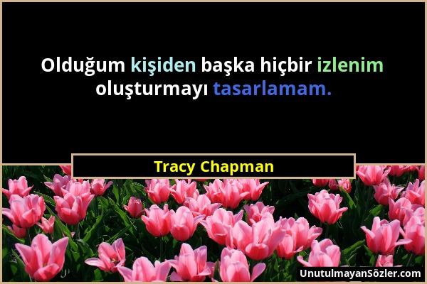 Tracy Chapman - Olduğum kişiden başka hiçbir izlenim oluşturmayı tasarlamam....