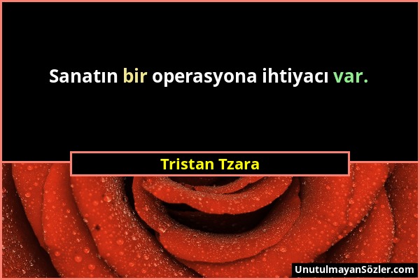 Tristan Tzara - Sanatın bir operasyona ihtiyacı var....
