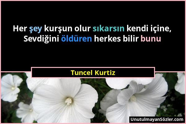 Tuncel Kurtiz - Her şey kurşun olur sıkarsın kendi içine, Sevdiğini öldüren herkes bilir bunu...