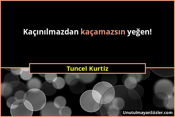 Tuncel Kurtiz - Kaçınılmazdan kaçamazsın yeğen!...