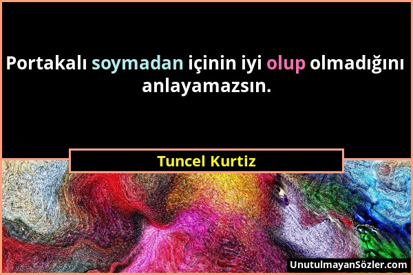 Tuncel Kurtiz - Portakalı soymadan içinin iyi olup olmadığını anlayamazsın....