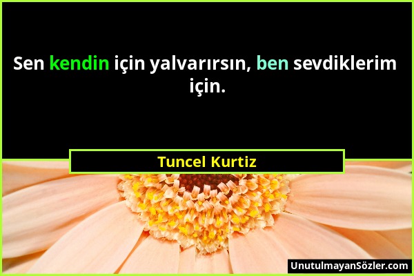 Tuncel Kurtiz - Sen kendin için yalvarırsın, ben sevdiklerim için....