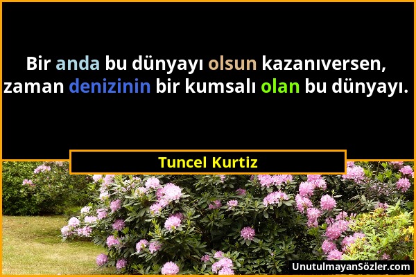 Tuncel Kurtiz - Bir anda bu dünyayı olsun kazanıversen, zaman denizinin bir kumsalı olan bu dünyayı....