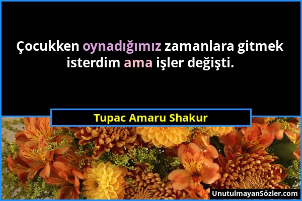 Tupac Amaru Shakur - Çocukken oynadığımız zamanlara gitmek isterdim ama işler değişti....