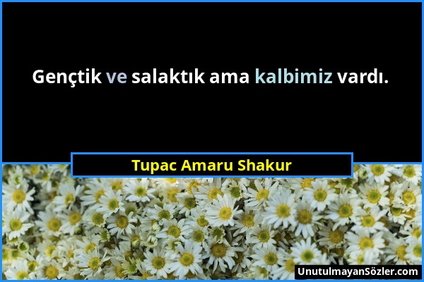 Tupac Amaru Shakur - Gençtik ve salaktık ama kalbimiz vardı....