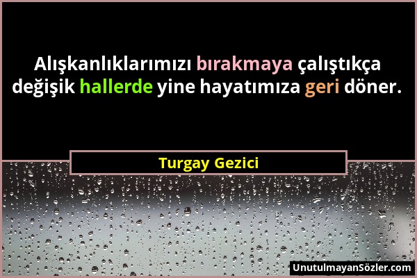 Turgay Gezici - Alışkanlıklarımızı bırakmaya çalıştıkça değişik hallerde yine hayatımıza geri döner....