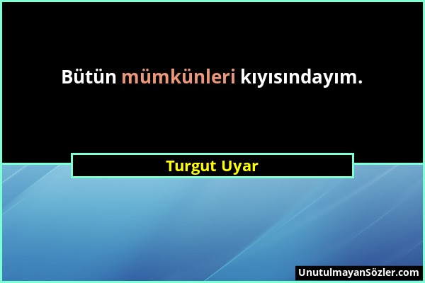 Turgut Uyar - Bütün mümkünleri kıyısındayım....