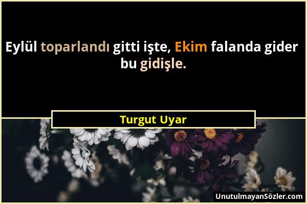 Turgut Uyar - Eylül toparlandı gitti işte, Ekim falanda gider bu gidişle....