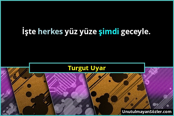 Turgut Uyar - İşte herkes yüz yüze şimdi geceyle....