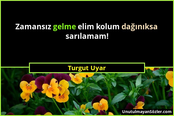 Turgut Uyar - Zamansız gelme elim kolum dağınıksa sarılamam!...